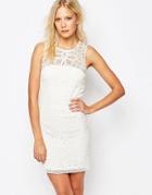 Sisley Crochet Sleeveless Dress In White - White