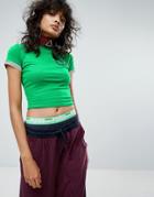 Puma X Fenty Cropped Vintage Tee In Green - Green