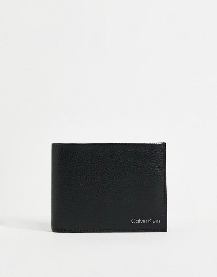 Calvin Klein Leather Wallet With Coin Pouch In Black