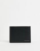 Calvin Klein Leather Wallet With Coin Pouch In Black