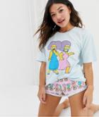 Asos Design Simpsons Sisters Pyjama Short Set - Multi