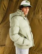 Asos Design Puffer Jacket With Detachable Hood In Sage Green