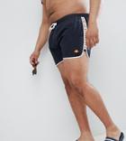 Ellesse Plus Swim Shorts With Taping Exclusive In Black - Black