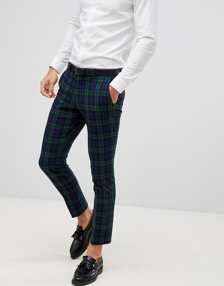 Selected Homme Blackwatch Green Check Suit Pants In Skinny Fit - Green