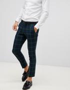 Selected Homme Blackwatch Green Check Suit Pants In Skinny Fit - Green