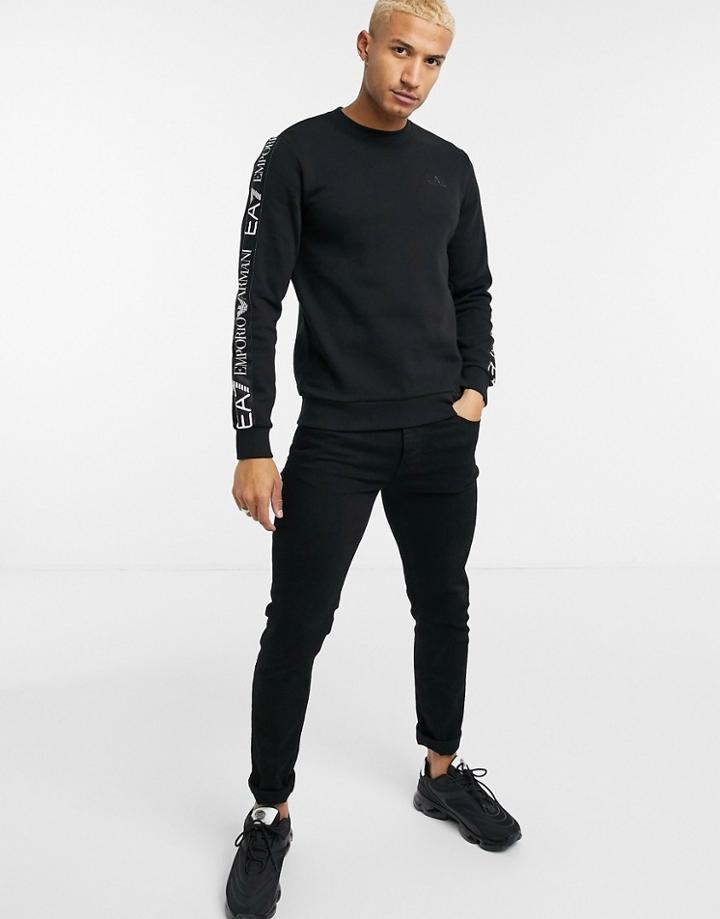 Armani Ea7 Logo Series Arm Taped Logo Sweat In Black