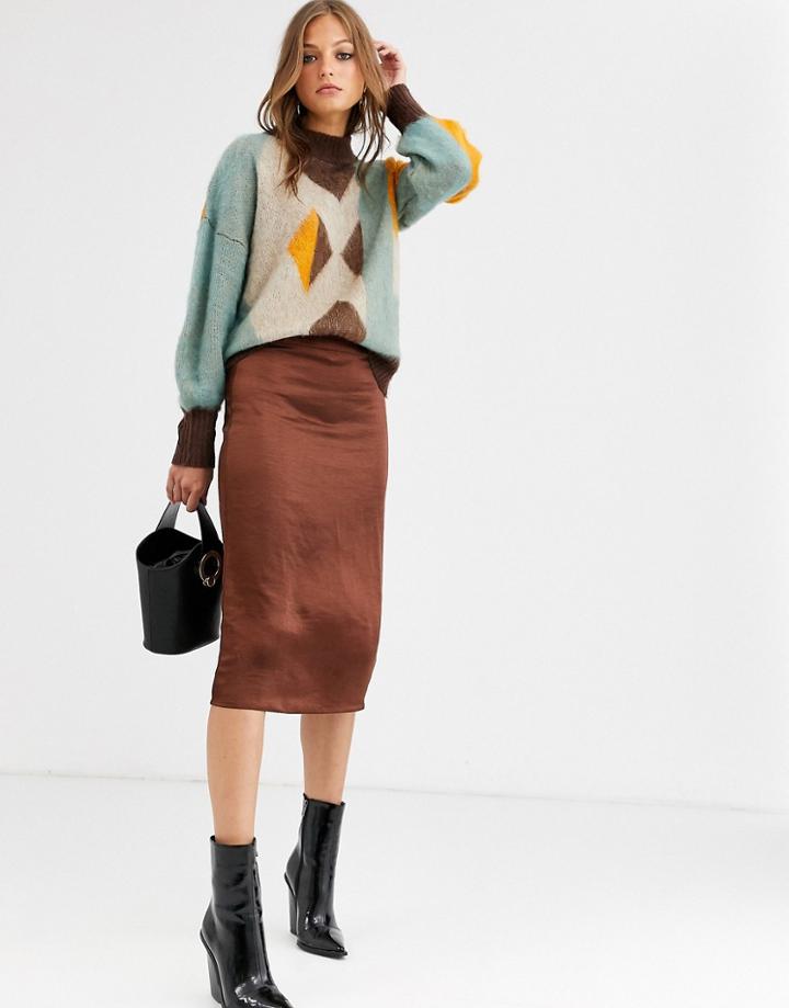 Vila Satin Midi Skirt