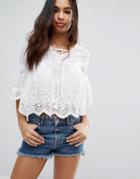 Prettylittlething Broderie Smock Top - White
