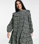 Simply Be Smock Dress With Ruffle Detail In Floral Print-multi