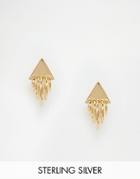 Asos Gold Plated Sterling Silver Triangle Charm Earrings - Gold