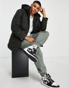Only & Sons Wax Parka Jacket In Dark Green