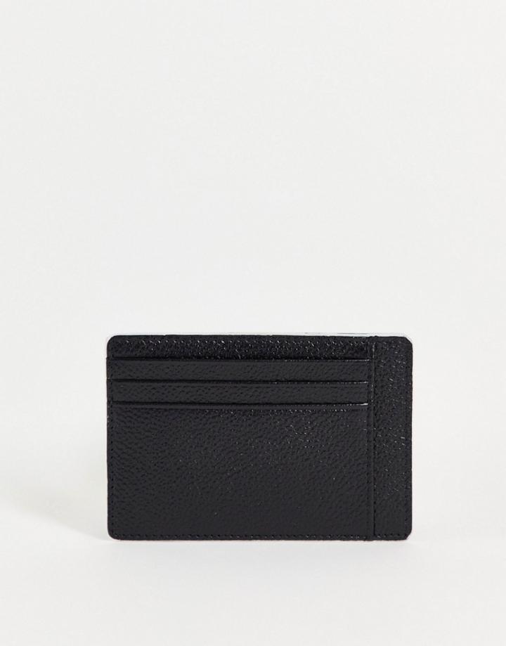 Asos Design Leather Cardholder With Edge Paint In Black