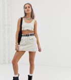 One Above Another Mini Skirt With Utility Pockets In Contrast Stitch Denim Two-piece-white