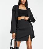 Naanaa Tall High Waisted Side Split Mini Skirt In Black