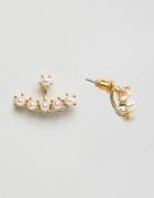 Asos Multi Pearl Flower Swing Earrings - Cream