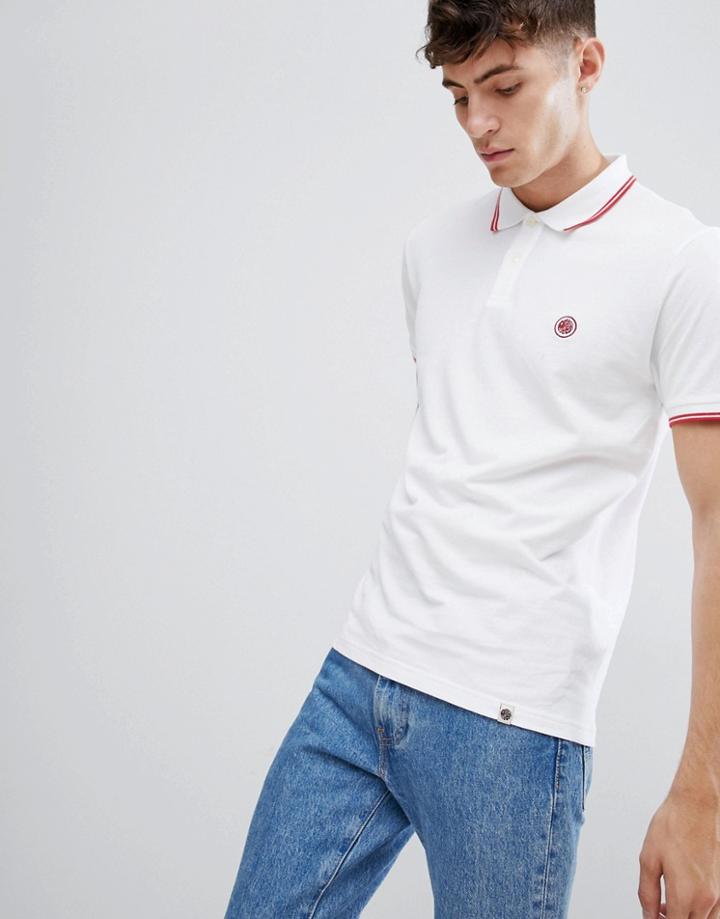 Pretty Green Tipped Polo In White - White