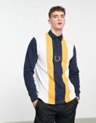 Fred Perry Reissues Rugby Stripe Long Sleeve Polo Shirt In Multi