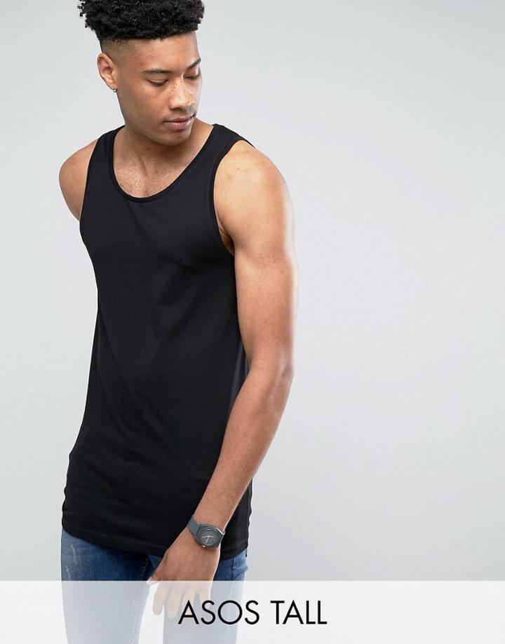 Asos Tall Longline Muscle Tank In Black - Black