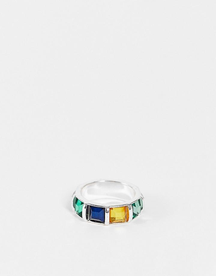 Asos Design Eternity Band Ring With Multi Colored Crystals