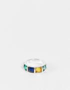 Asos Design Eternity Band Ring With Multi Colored Crystals