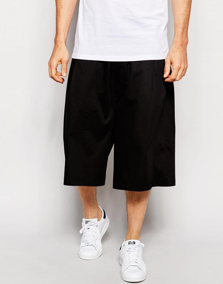 Asos Oversized Short In Black Twill - Black