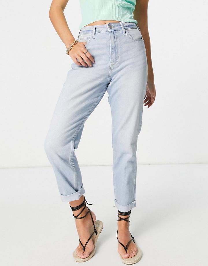 Hollister Straight Leg Jeans In Light Blue Wash-blues