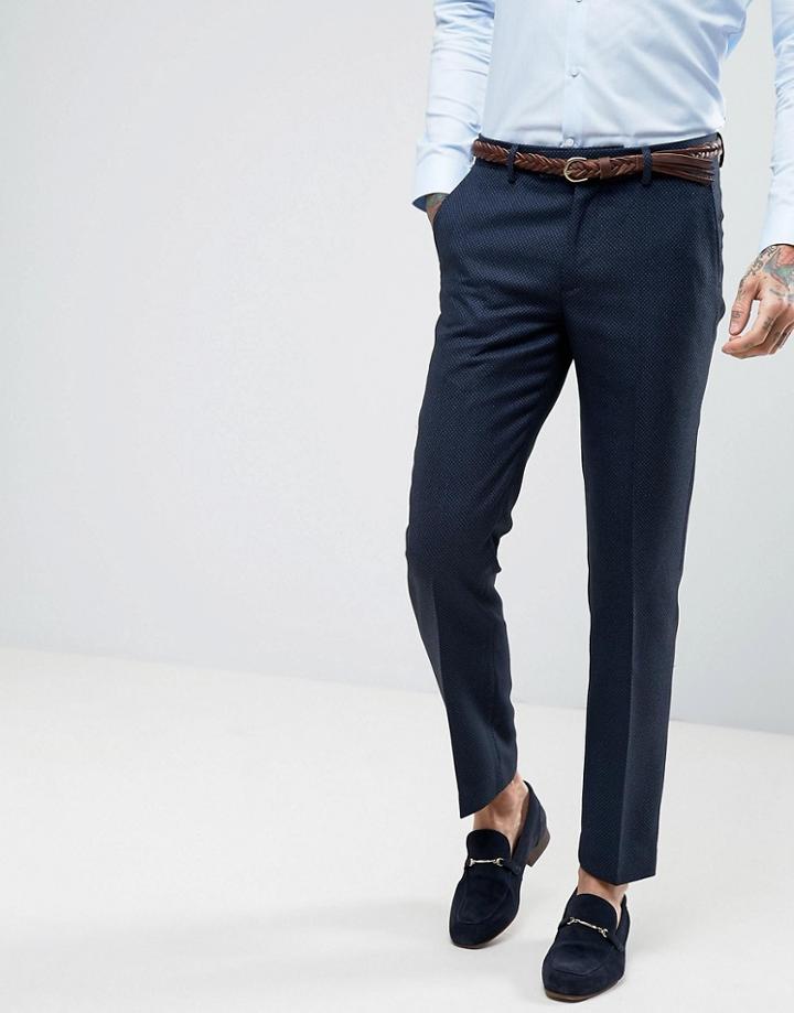 Harry Brown Macro Birdseye Suit Pants - Blue