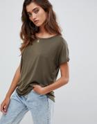Asos Design Formal Kimono T-shirt In Khaki - Green