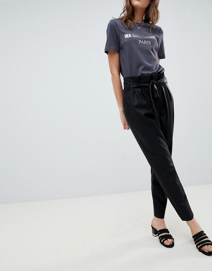 Moves By Minimum Faux Leather Pants - Black