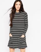 Asos Pocket Swing Dress In Stripe Print - Stripe