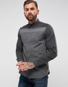 Fred Perry Mix Panel Shirt In Black - Black