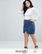 Liquor N Poker Plus Raw Hem Denim Mini Skirt - Blue