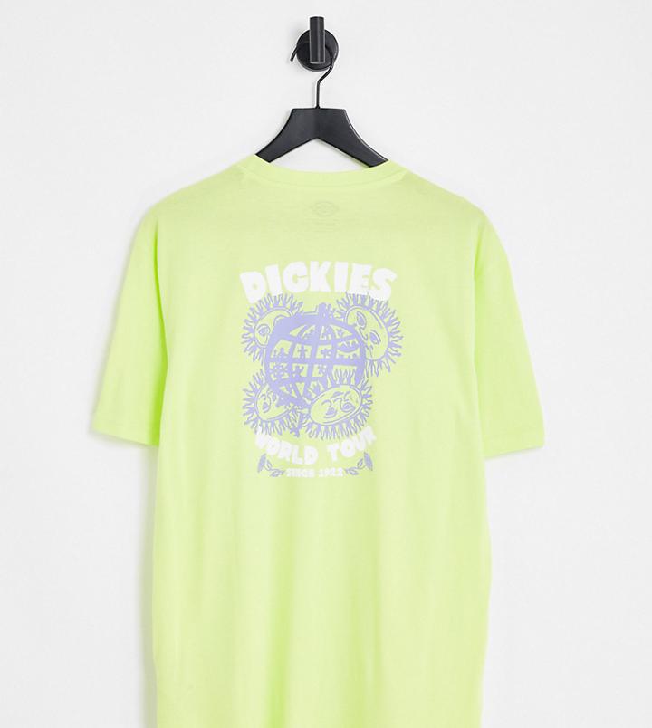 Dickies Globe Back Print T-shirt In Lime Green Exclusive To Asos