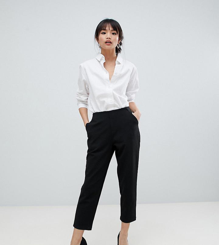 Asos Design Petite Basic Jersey Smart Skinny Pants In Ponte-black