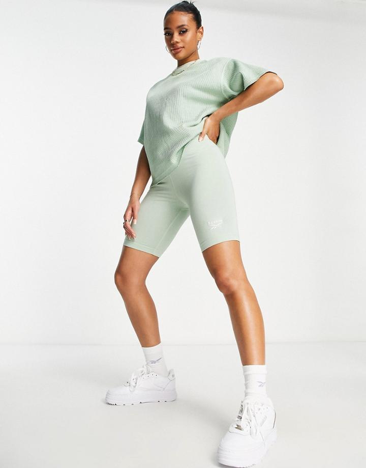 Reebok Natural Dye Legging Shorts In Sage Green