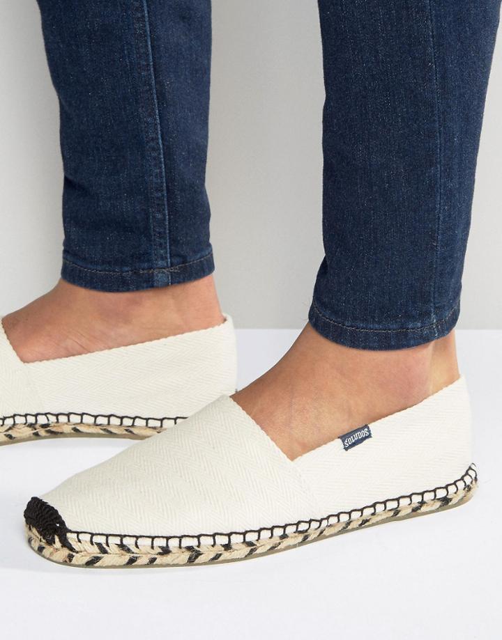 Soludos Origional Herringbone Twill Zebra Espadrilles - Cream