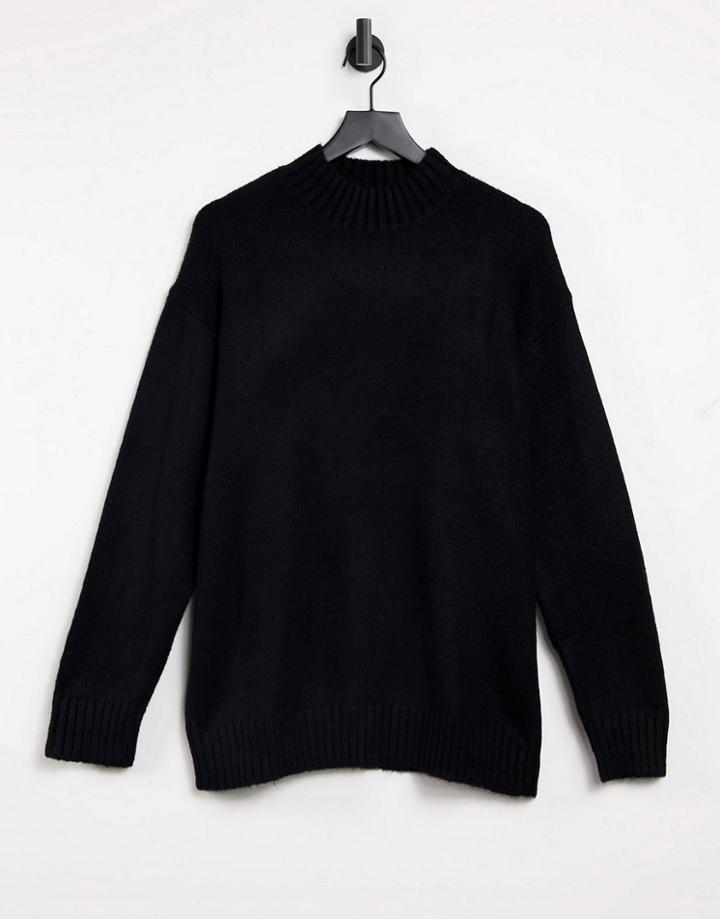 Bershka Oversized Mock Neck Sweater In Black