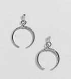 Sacred Hawk Spike Crescent Drop Earrings - Silver