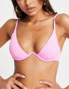 New Look Monowire Bikini Top In Bright Pink