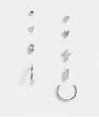 Topshop Crystal Cross 9 X Multipack Earrings In Silver