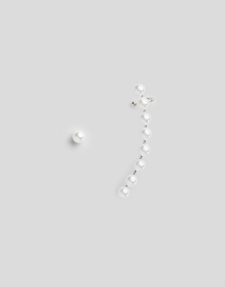 Nylon Faux Pearl Ear Cuff - Gold