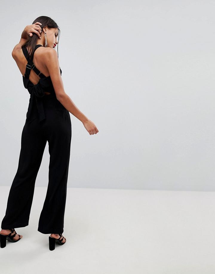 Adelyn Rae Anne Tie Back Jumpsuit - Black