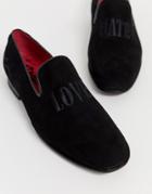 Jeffery West Martini Embroidered Loafers In Black Suede - Black
