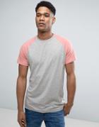 Brave Soul Plain Contrast Sleeve T-shirt - Gray