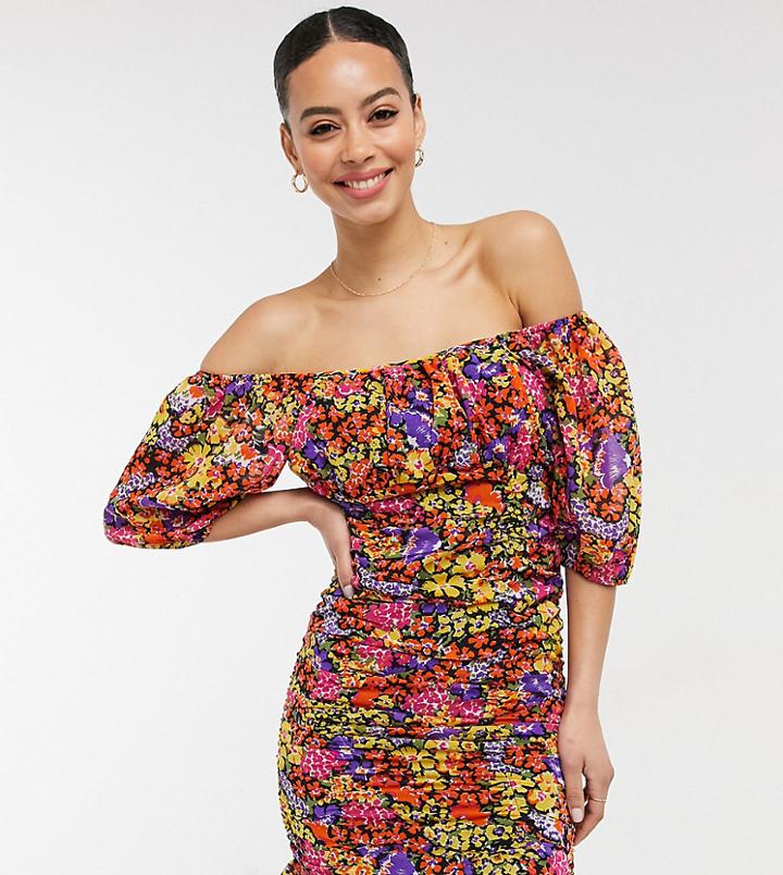 Influence Tall Ruched Body Floral Printed Mini Dress-multi