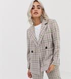 Collusion Petite Double Breasted Check Blazer With Side Tape - Multi