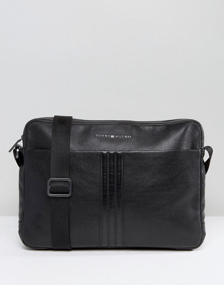 Tommy Hilfiger Leather Messenger Bag Black - Black