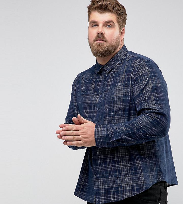 Another Influence Plus Cheked Cord Shirt - Navy
