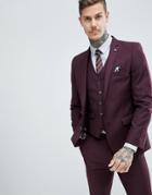 Harry Brown Slim Semi Plain Textured Suit Jacket - Red