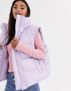 Asos Design Leather Look Vest Jacket In Lilac-purple
